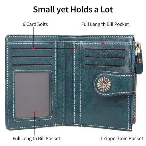 Image of Small Wallet for Women Bifold Credit Card Holder RFID Blocking with Zipper Pocket