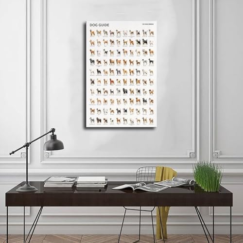 UTGN Poster auf Leinwand, Motiv 100 Hunderassen, 50 x 75 cm
