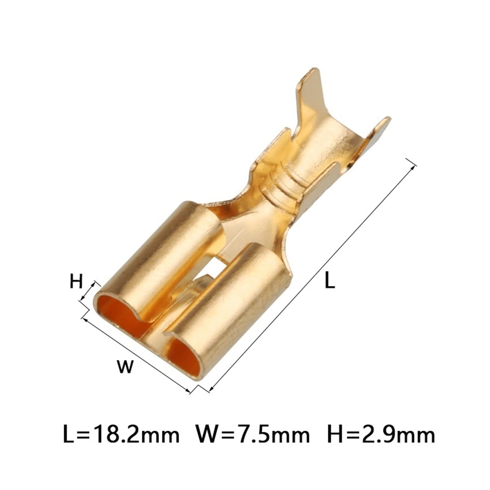 H62 vergoldeter Spaten-Crimp-Anschluss aus Messing | Messing vergoldet weiblich, 50/100/200/500 Stück,(200 pcs)