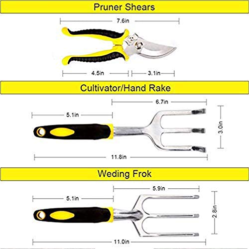 Keda Set, 9 PCS Set for Digging Planting with Storage Organizer Tote, Garden Gloves Shove, Plant Tie, Ergonomic Gifts Set for Women Men Adults