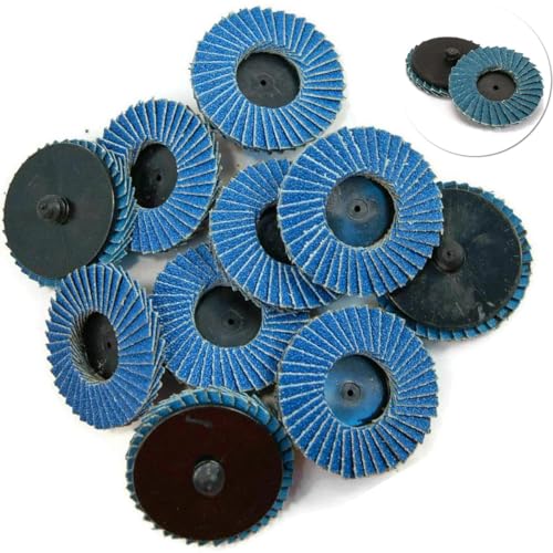 ANBOO 24 Stück Schleifscheiben Set Körnung 40/60/80/120, 2 Zoll/50mm Fächerscheiben Zirkonkorund Schruppscheibe für Metall Holz Stahl Fächerscheibe Trenn-Winkelschleifer 2 Tablett + 1 Rundstange