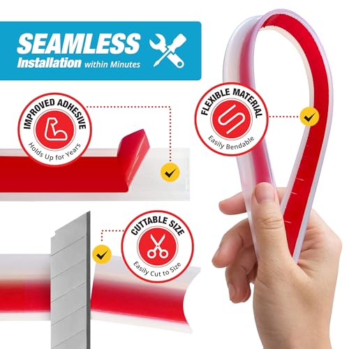Image of Shower Threshold Water Dam Barrier 98 inch - Transparent Collapsible Walk in Shower Water Guard - Door Bottom Seal Strip Leak Guard by Hippo Dam