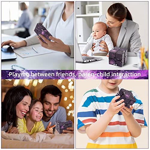 Galaxy Infinity Cube Square Fidget Toys Blocks,Funny Hilarious And Novelty Sensory Mini Infinity Cube Desk Toys (Purple Galaxy) #TOP2