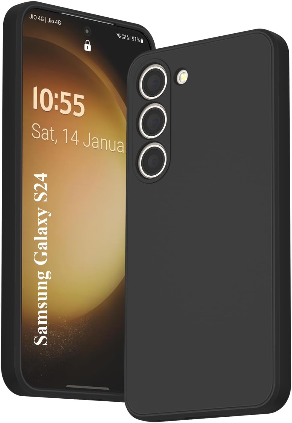 Zubitech Case for Samsung Galaxy S24 Soft Silicone Gel Rubber Cover Shockproof Matte Finish Back Cover Inner Fabric Lining with Camera Protection Case (Black, Samsung Galaxy S24)