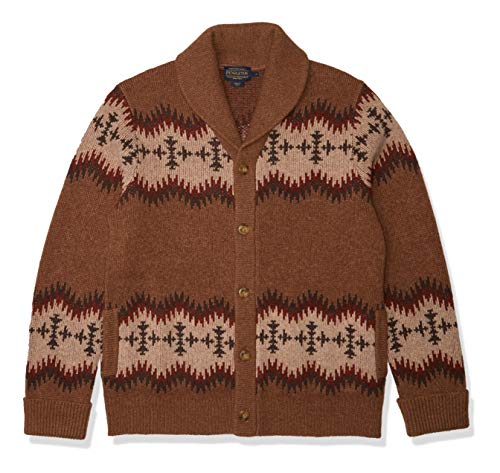 Pendleton Men's Cardigan Sweater, Tan/Red Sonora, MD