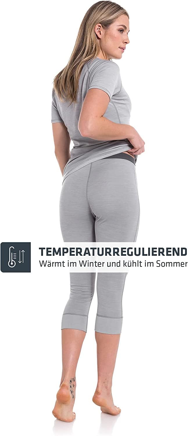 Schöffel Damen Merino Sport Pants short W, temperaturregulierende lange Unterhose, atmungsaktive Thermo Leggings in 3/4 Länge