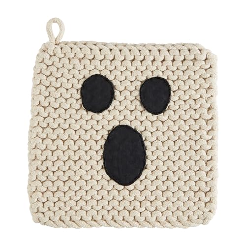Mud Pie Ghost Halloween Pot Holder, Cotton Crochet Kitchen Hot Pad, 8 Inch by Mud Pie - Used condition - US$11.38