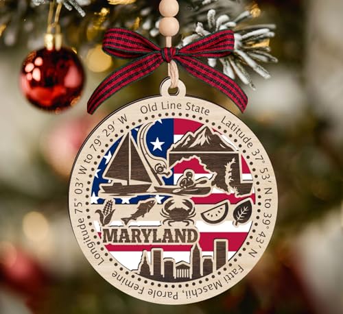 Maryland State Wooden Ornament