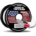 16 Gauge Duplex Marine Wire Tinned Copper Boat Cable, 100ft 16 AWG Standard USA OFC Oxygen Free Copper Wire for Outdoors/Automotive/Boat/Speakers/Solar/RV/Camper/Trailer