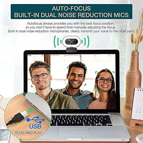 1080P Webcam mit Mikrofon, Full HD Facecam Live-Streaming Webcams mit Ringlicht, Stativ, 360° Schwenkradius, USB Kamera für PC, Videochat-Aufnahme, Mac, Laptop, Zoom, Skype – Bild 5