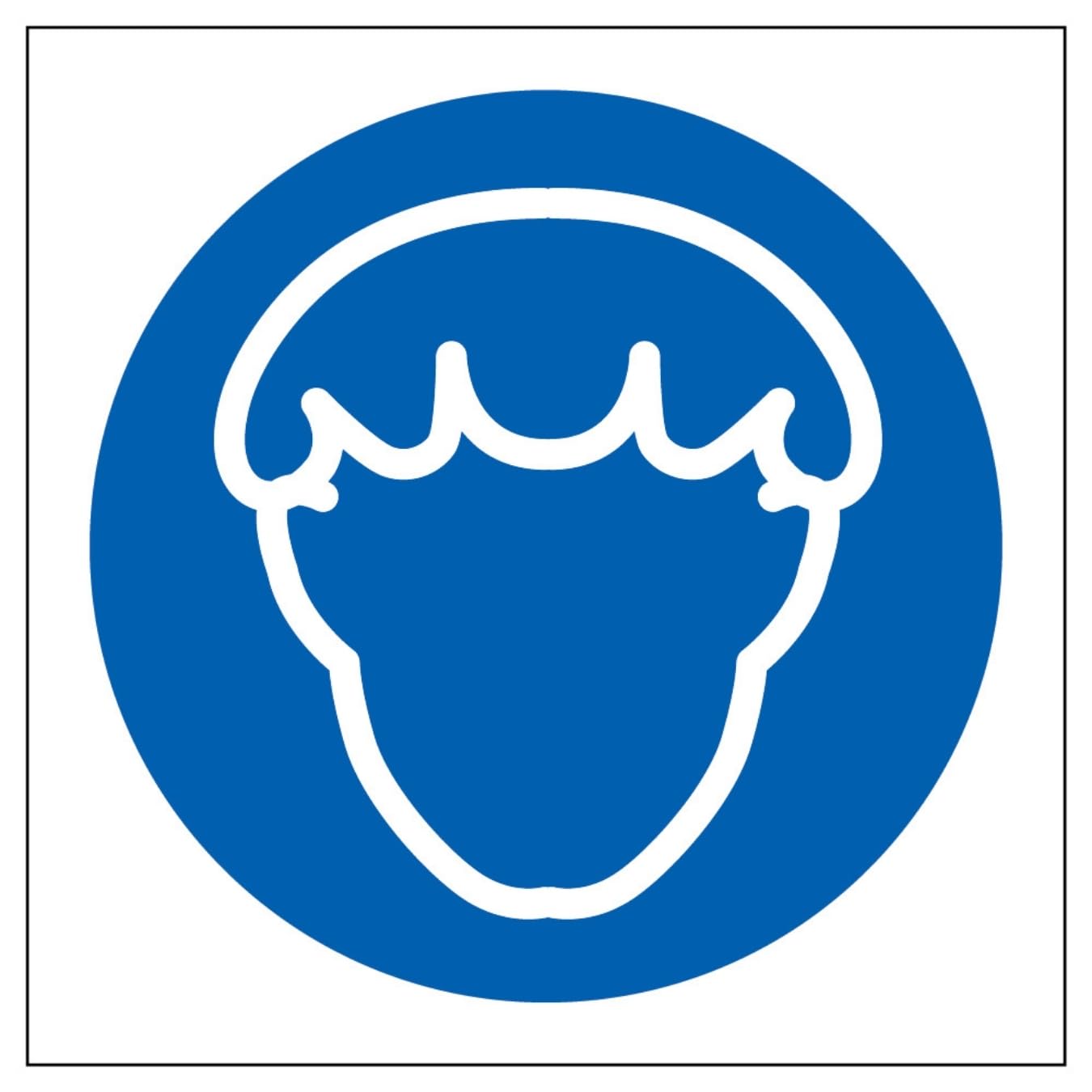 V Safety Hairnet Symbol 100 x 100 mm - Glow In The Dark 1mm Rigid Plastic Safety Sign