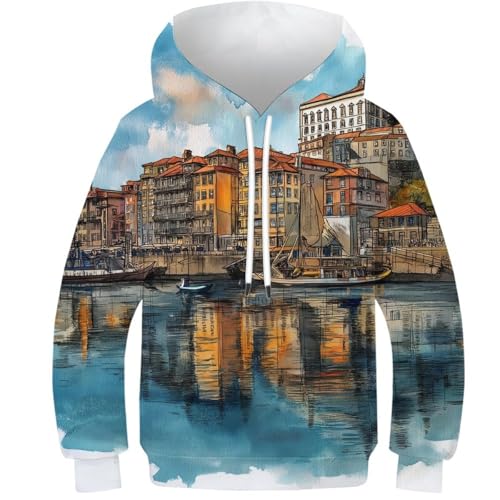 Sweat à capuche enfant 3D Harbor Reflections 13-15 ans automne