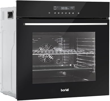 Black 60cm Integrated Fan Assisted Electric Oven 72L Wall Mounted Built-In Grill