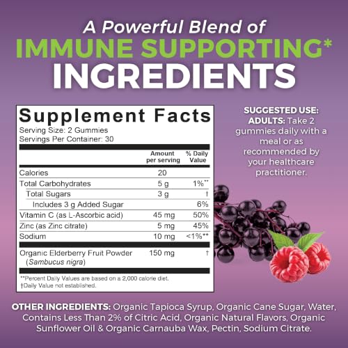 Viva Naturals Sambucus Elderberry Gummies for Adults with Vitamin C & Zinc - image 2