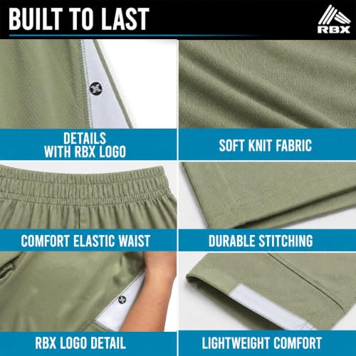 Image of RBX Boys Short Set - 2 Piece Active Performance Short Sleeve Athletic Shirt and Basketball Shorts with Elastic Waistband