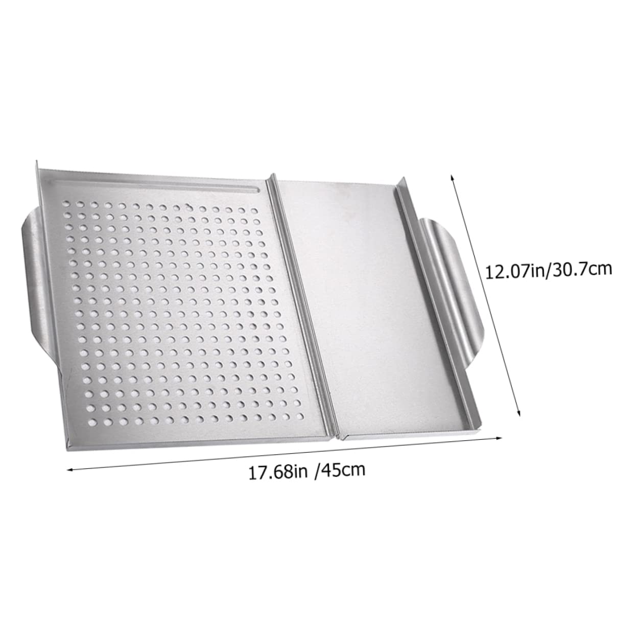 Garneck Stainless Steel Barbecue Tray Non Stick Griddle for Home Camping Outdoor Use Easy to Handle with Double Ear Design for Restaurants and Picnics