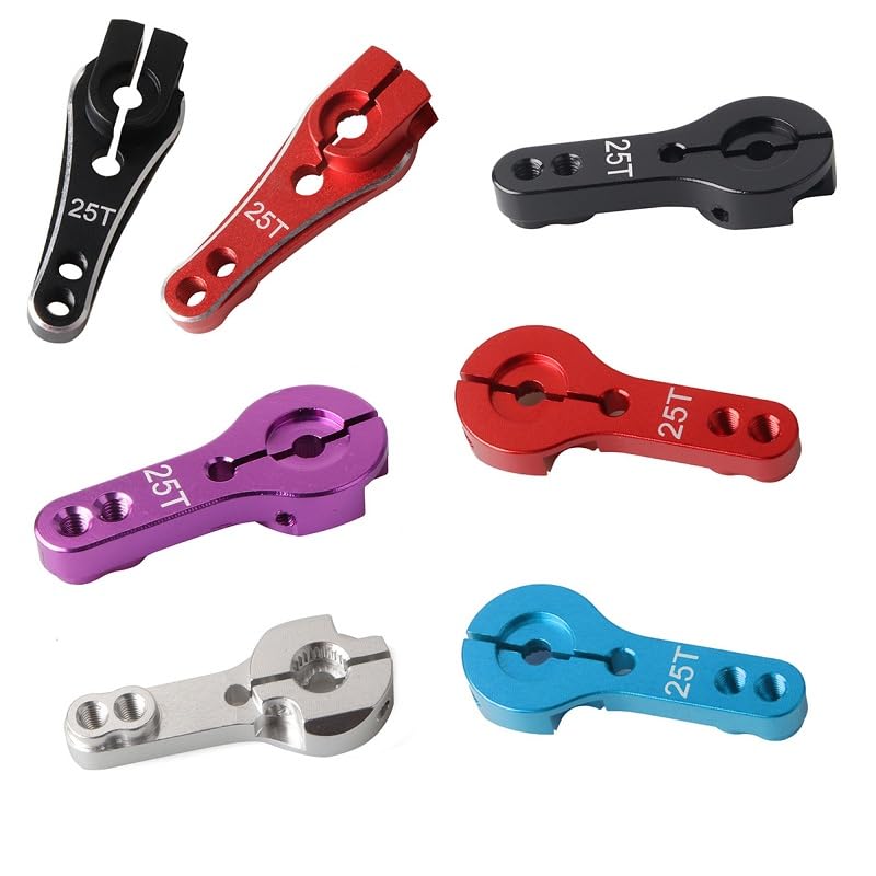 25T Servo Arm 25 Teeth Alloy Reinforced Steering Servo Arm Horn for FUTABA TRX-4 Axial SCX10 HSP HPI MG995 Servo Parts(Red Type 2)