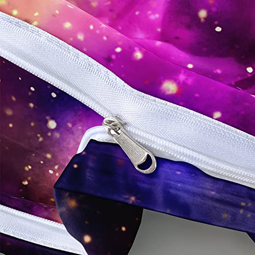 Holiyjog Galaxy Duvet Cover Space Bedding Set Queen Size For Teen Kids, For Boys And Girls Purple Bed Set Printed With 1 Comforter Cover And 2 Pillowcases #TOP3