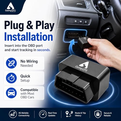 Image of 4G Enabled Plug & Play OBD GPS Tracker for Car, Truck, & Bike | 5G Sim | Driving History & Geofence Alerts | Real-Time Location | Bluetooth Enabled | Android App Support