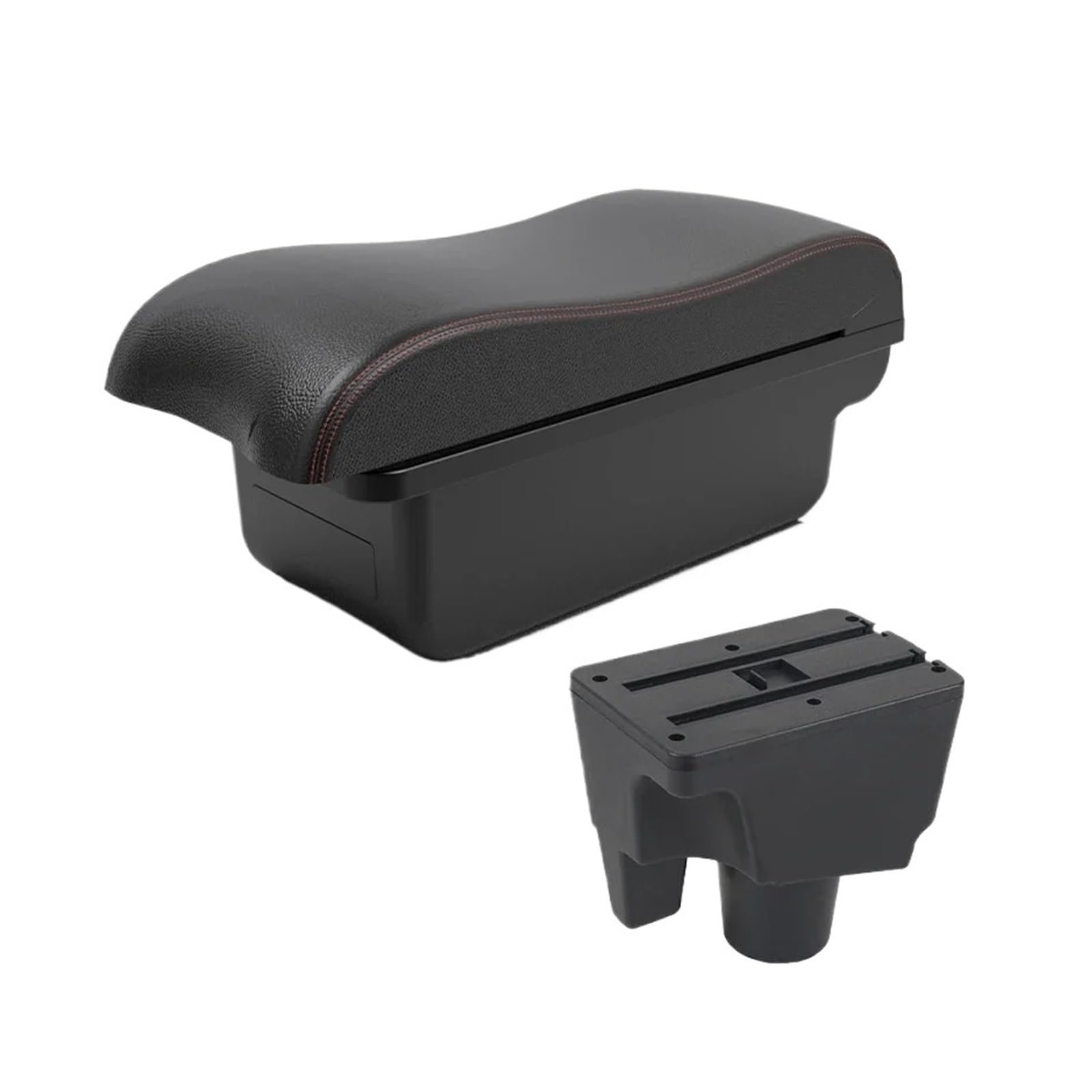 Ggwqoops Car Armrests For Toyota For Aqua For Prius C Armrest Car Center Console Modification Accessories Double-layer Storage Box USB Decoration Armrest Box(A1 Black red NO USB)