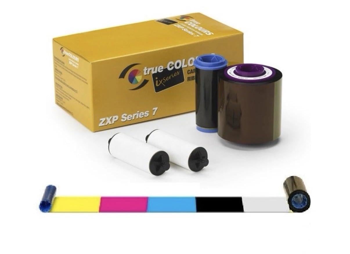 Photo 1 of 800077-742XM YMCKO Color Ribbon for Zebra ZXP7 ID Card Printer – 1500 Prints Full Color Ribbon Cartridge Replacement