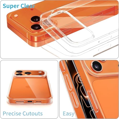 Image of ClearShield Transparent Back Cover for iPhone 17 Pro, Hybrid PC & TPU Shockproof Design, 360 Degree Protection Crystal Clear Case, Anti-Scratch Armor Mobile Phone Cover