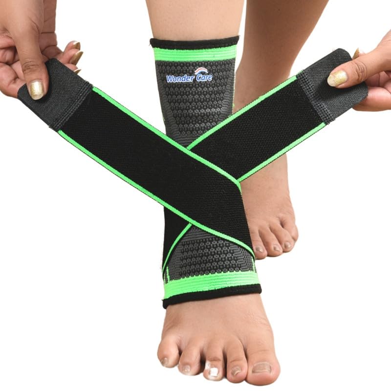 Wonder Care Ankle Support Compression Brace for Women Men, Neoprene Ankle Compression Sleeve for Pain Relief, Injury, Sprain, Strain | Sports, Workout Ankle Belt (S, 2 Pieces)