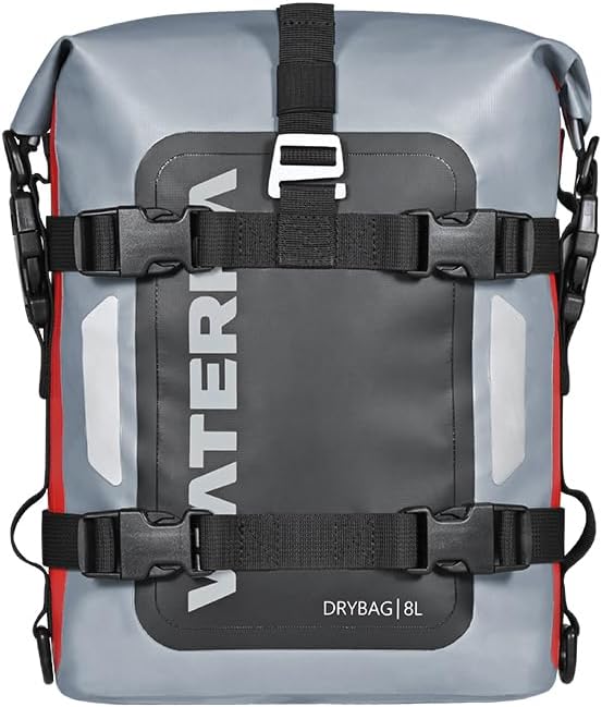 ViaTerra Waterproof Motorcycle Tail Bag 8L – Compact Rear Seat Tool Bag, Universal Fit Dry Bag for Motorbike, Small Luggage for Commuting, Dual Sport & Adventure Riding