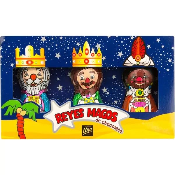 Reyes Magos Navidad de Chocolate Negro con Coronas Recortables - Uña - 3 uds x 30 g = 90 g