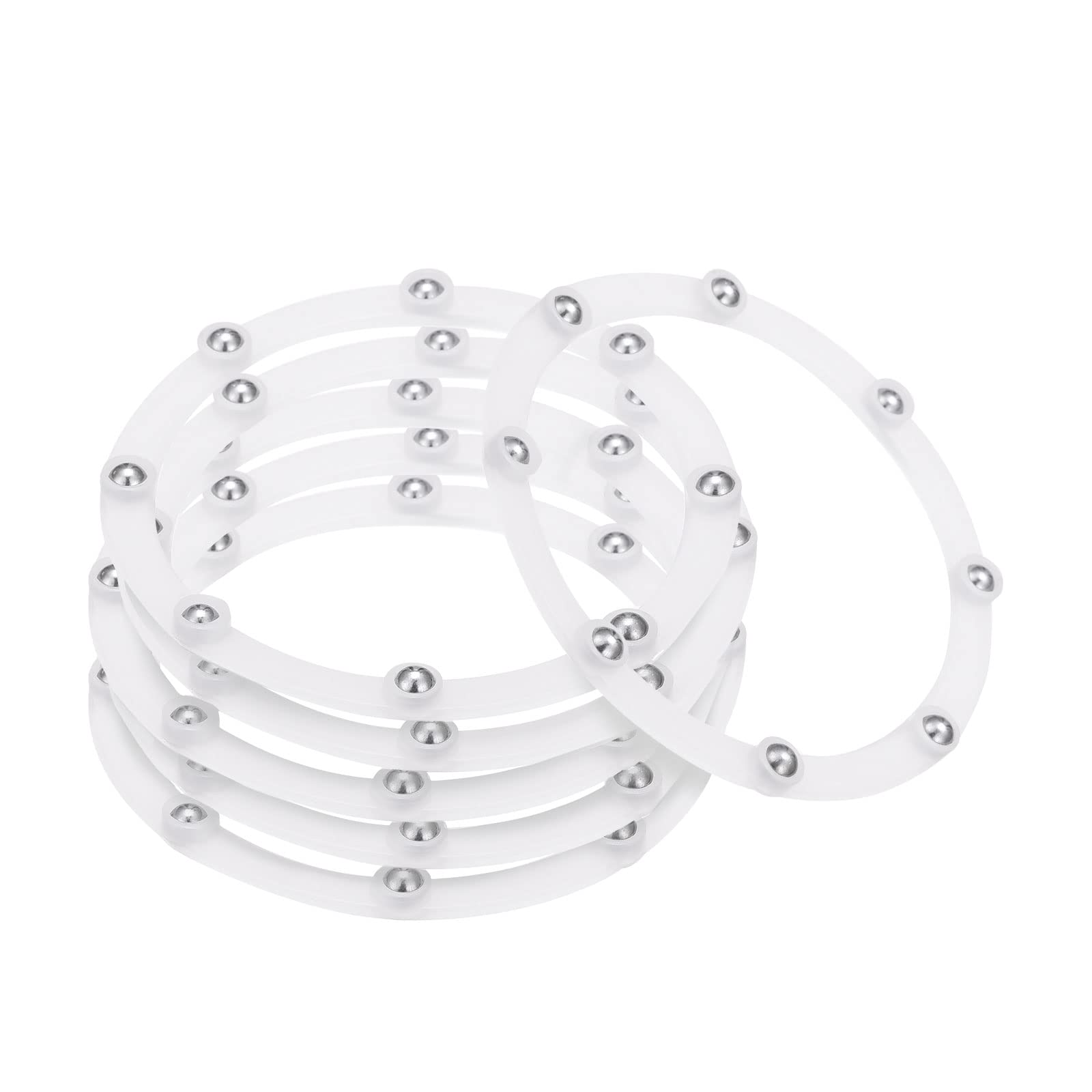 MECCANIXITY 4inch Rotating Swivel Stand with Steel Ball Bearings Annular Lazy Susan Base Turntable for Kitchen Corner Cabinets, 98 x 82mm White Pack of 6