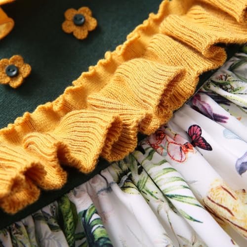 Pettigirl Girls Elegant Winter Flower Ruffle Clothing Kids Toddler Floral Casual Dresses Size 2 3 4 5 6 7 8 9 10 11 124