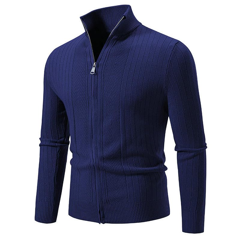 Autumn Winter Men's Stand Collar Jacquard Casual Knit Cardigan2