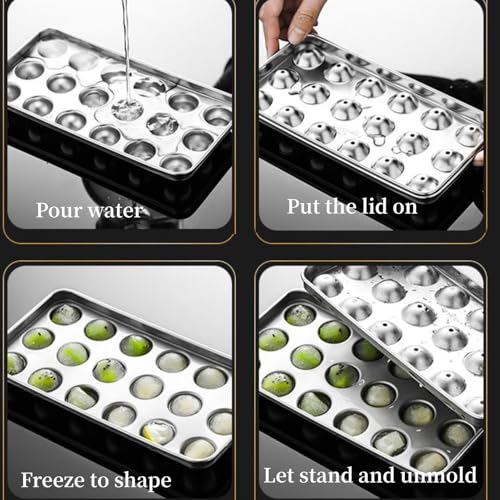 Bandeja para hielo esférico de acero inoxidable con tapa miniatura 2