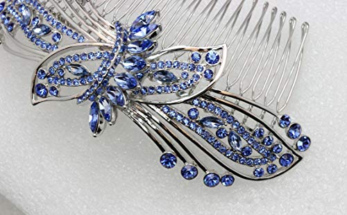 Faship Gorgeous Blue Rhinestone Crystal Huge Big Floral Hair Comb #TOP3
