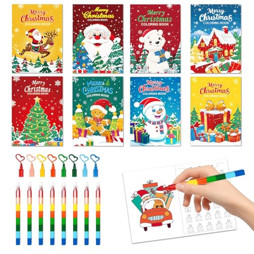 Set Mini Malbuch Weihnachten mit Buntstifte,Adventskalender...