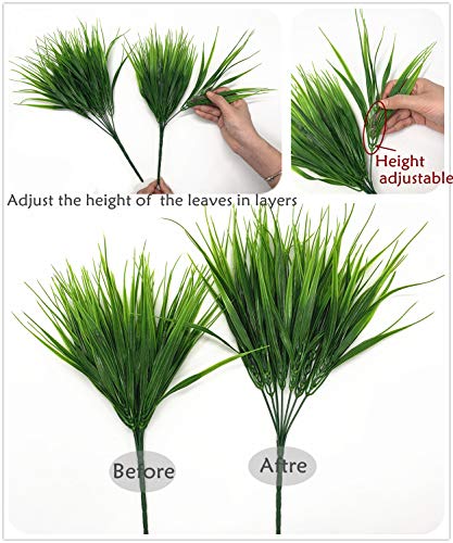 Cattree Artificial Shrubs Bushes, Plastic Plants Wheat Grass Fake Green Leaves Wedding Indoor Outdoor Home Garden Verandah Kitchen Office Table Centerpieces Arrangements Christmas Decoration 6 Pcs #TOP7