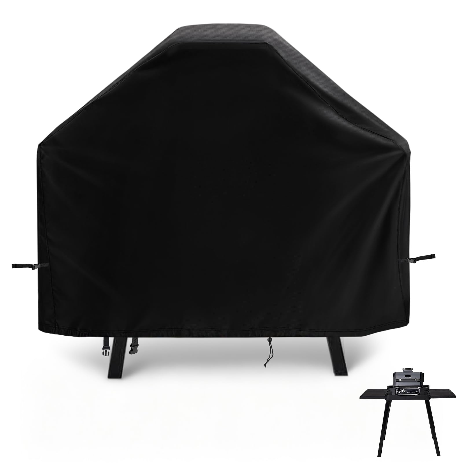 Flymer BBQ Cover Waterproof, 150 x 67 x 102 cm Barbecue Cover for Ninja Woodfire Outdoor Grill on Stand with Side Tables, 420D Heavy Duty BBQ Covers Fit for Ninja OO101/OG701/OG850/OG901