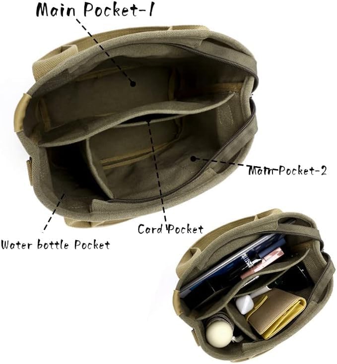 Image of Small Tote Bag with Zipper, 2024 Canvas Multi-Pocket Crossbody Bag Shoulder Bag Satchel Hobo Bag Messenger Bag