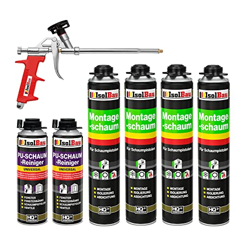 Set pistolet Mousse 4 Boîte 750 ml mousse de montage 1 K construire Mousse Mousse de Polyuréthane + 2 Nettoyant + 1 pistolet Cover