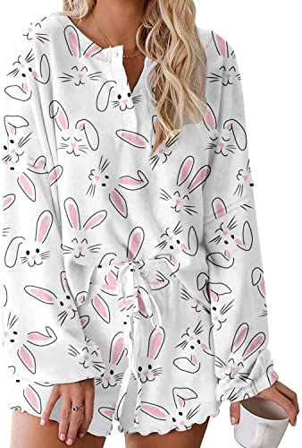 Image of Roshop Halloween Pajama Women's Pumpkin Matching Top & Shorts Loungewear Set
