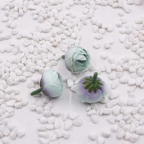FIKROO 10 pcs Artificielle Thé Rose Bourgeon Petite Pivoine têtes de Fleurs Mariage Voiture décoration DIY Guirlande À La Main Artisanat Faux Fleurs-Bleu Ciel