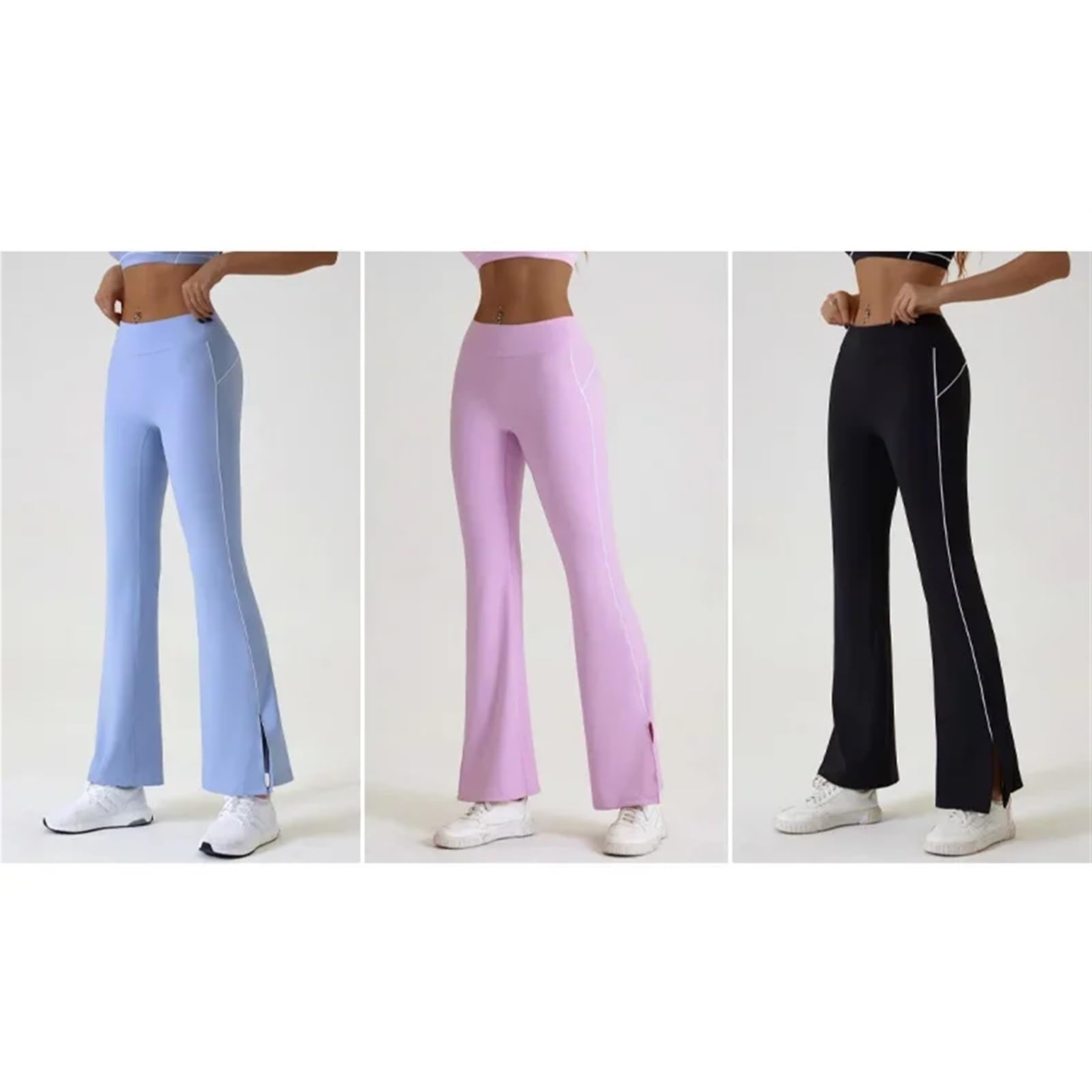 Fitness Gym Flared Pants Tight Yoga Pants Women Outdoor Sports Bottom Split Trousers Elastic Dance Wide Leg Leggings(Black,M)