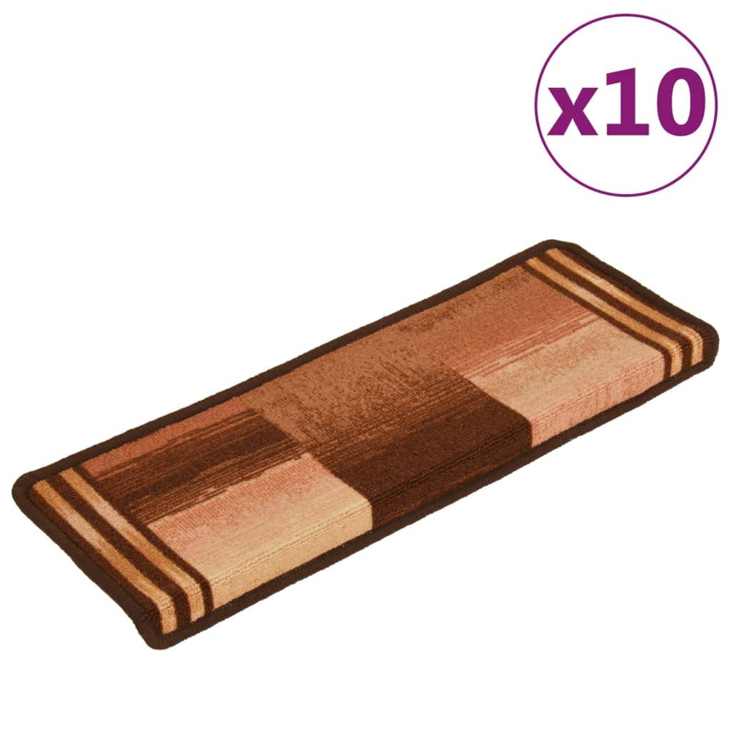 Samoprzylepne bieżniki schodowe – 10 szt. mat antypoślizgowych do domu i ogrodu 65 x 21 x 4 cm, brązowe – bezpieczne, łatwe w montażu rozwiązanie bezpieczeństwa schodów