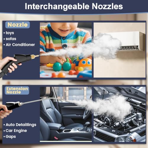Image of Portable High-Pressure Handheld Steam Cleaner, 14-Piece Accessories, 6 Steam Levels, 15s Heat-Up,chemical-free Cleaning Tile, Grout, Dirt, Grease & Car Detailing(white&Black)