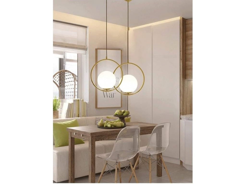 Lampadario sospensione cerchio con sfera E27 30cm oro argento lucido pendente moderno led minimal (Oro)