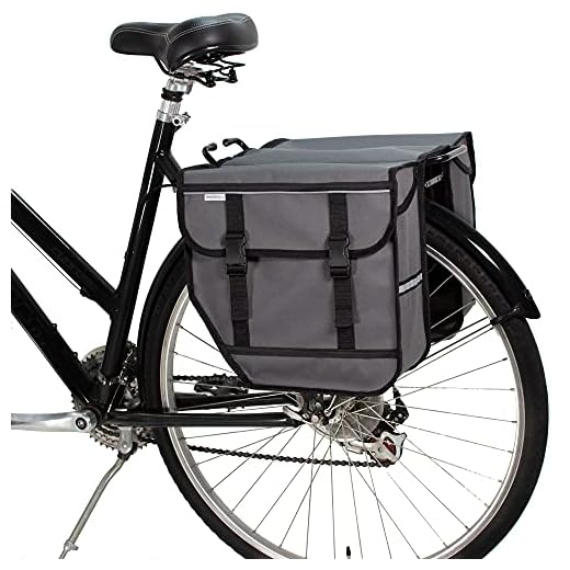 BikyBag Model M – Stevige Waterafstotende Dubbele Fietstassen 28L voor Dagelijks Gebruik, Reflecterend (Grijs)
