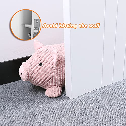 Sanlykate Fabric Decorative Door Stopper, 2.2Lb Cute Interior Animal Doorstops, Anti Collision Heavy Duty Door Stoppers For Home, Book Stopper Weighted Floor Wall Protector, Pig #TOP5