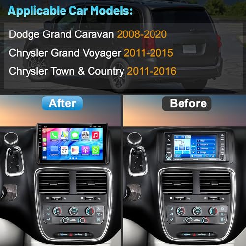 Image of (8 Core+64G) Car Radio for Dodge Grand Caravan 2008-2020, Chrysler Town&Country 2011-2015, 9 QLED Screen Car Stereo with Wireless Carplay&Android Auto,GPS /WiFi /Bluetooth /FM,DVR /DSP