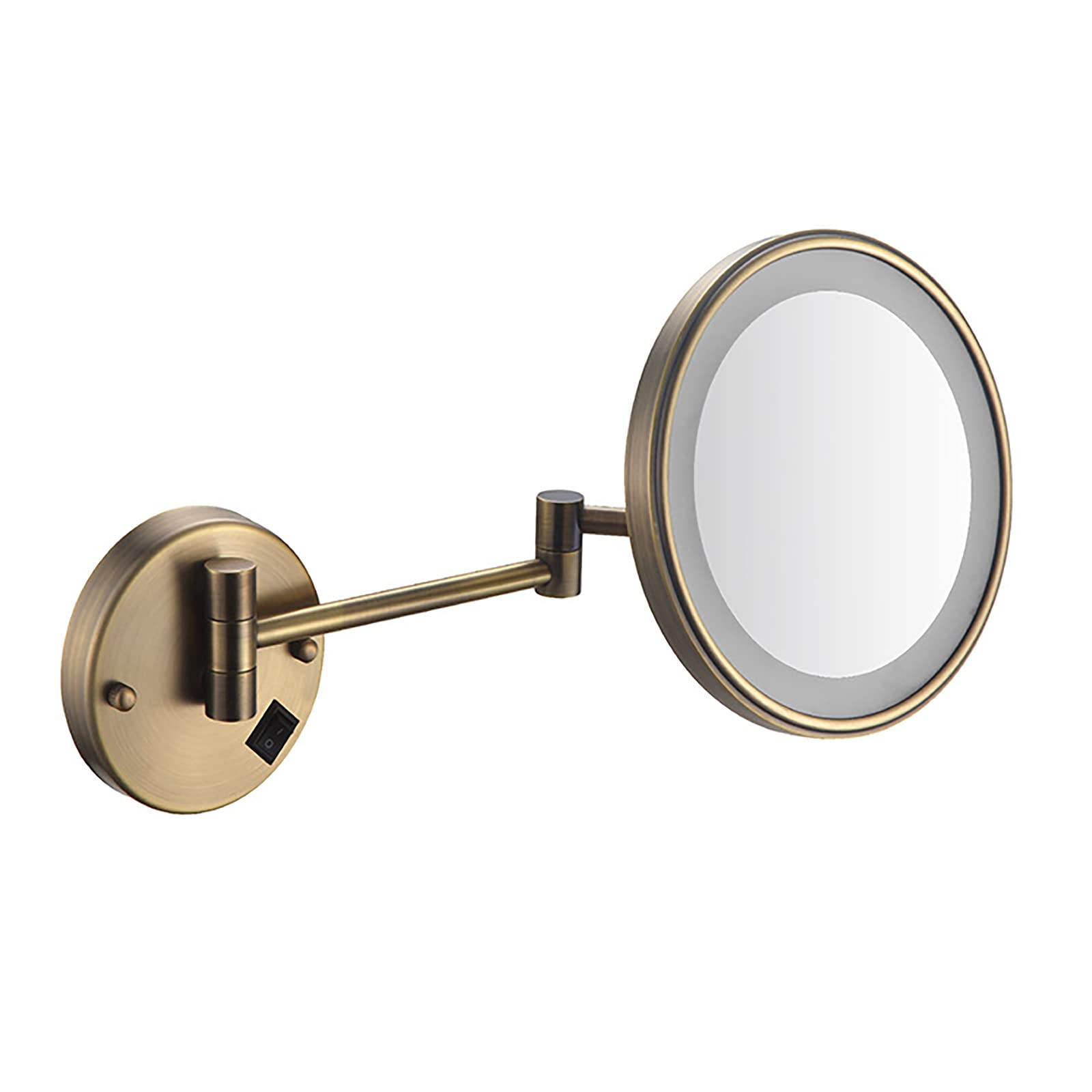 GuyAna Specchio per Trucco con Montaggio a Parete a LED Ingrandimento Illuminato, Specchio ingranditore da Bagno da 8 Pollici Supporto a Parete, Specchio per Trucco con ingrandimento 3X S