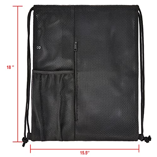 USPECLARE Heavy Duty Mesh Drawstring bag for Soccer Ball，Beach Toys -Drawstring Backpack Sports Gym Bag2